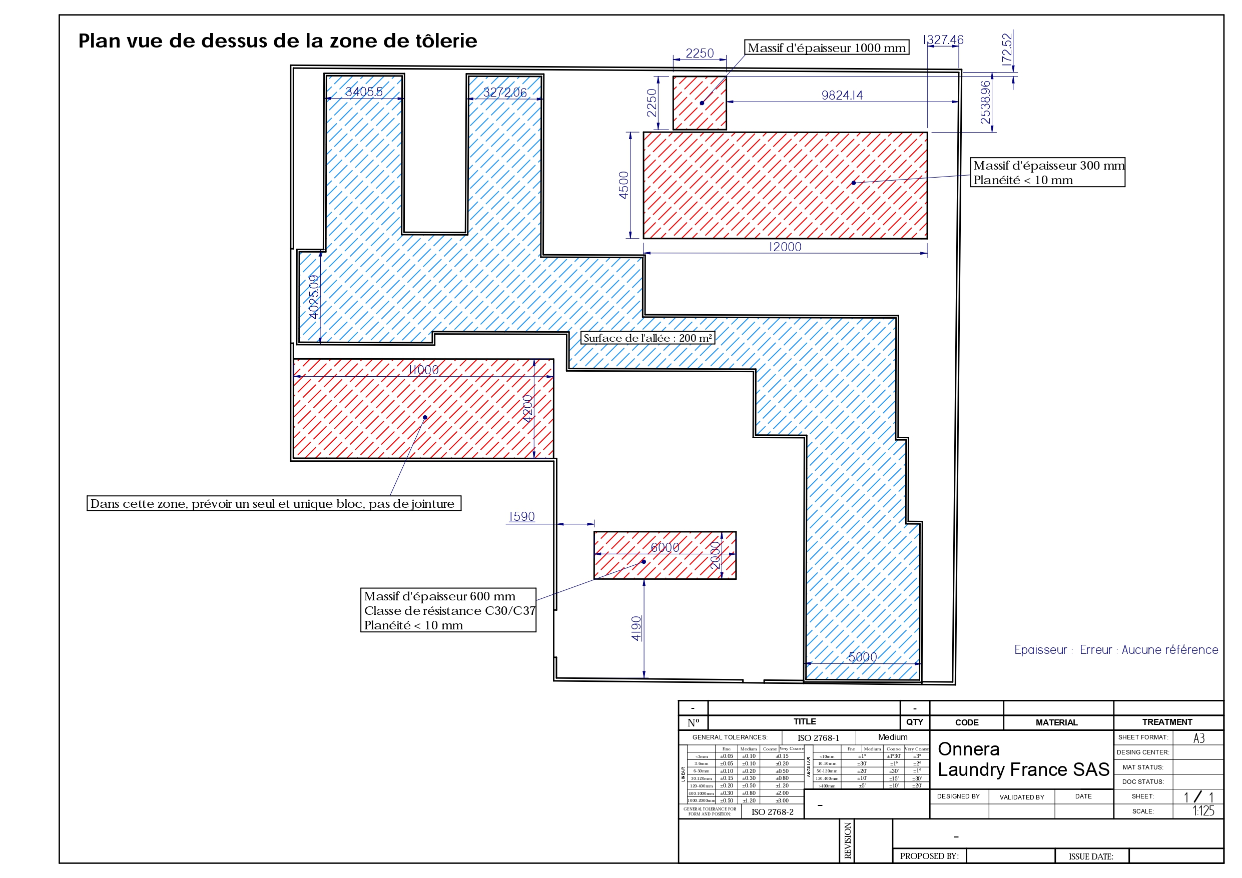 Plan des massifs en béton